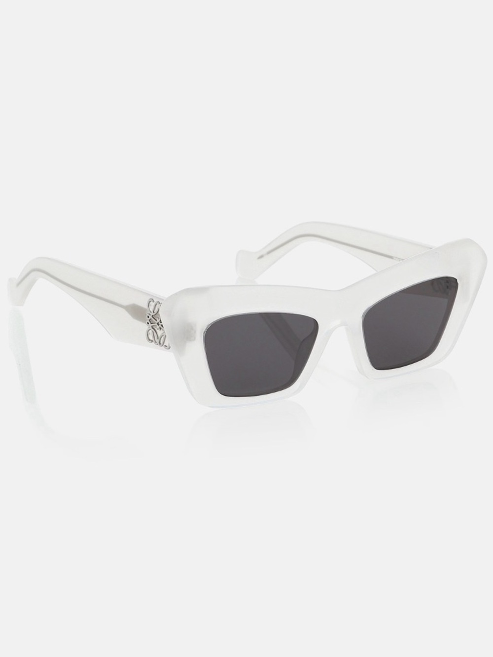 Loewe Frosted Clear Cat-Eye Sunglasses with Black Lenses
